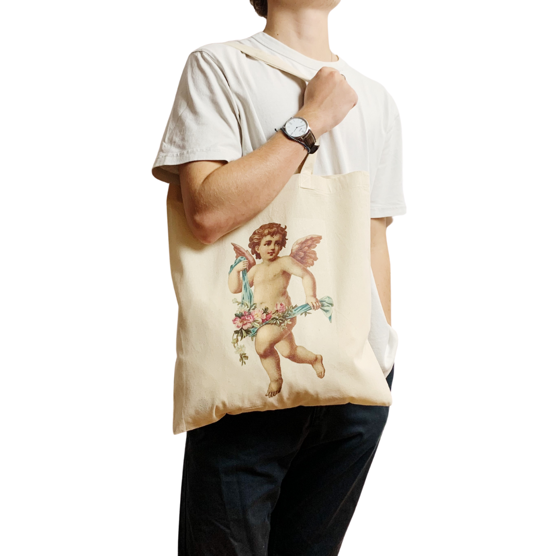 Baby Angel Cherub Tote Bag Minimalist Aesthetic Romanticism