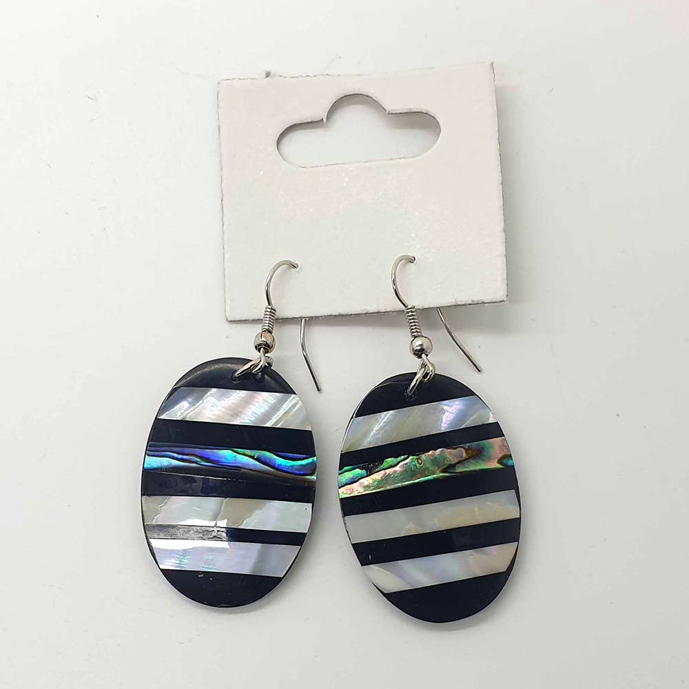 Capiz Shell Earrings: Red Rectangle