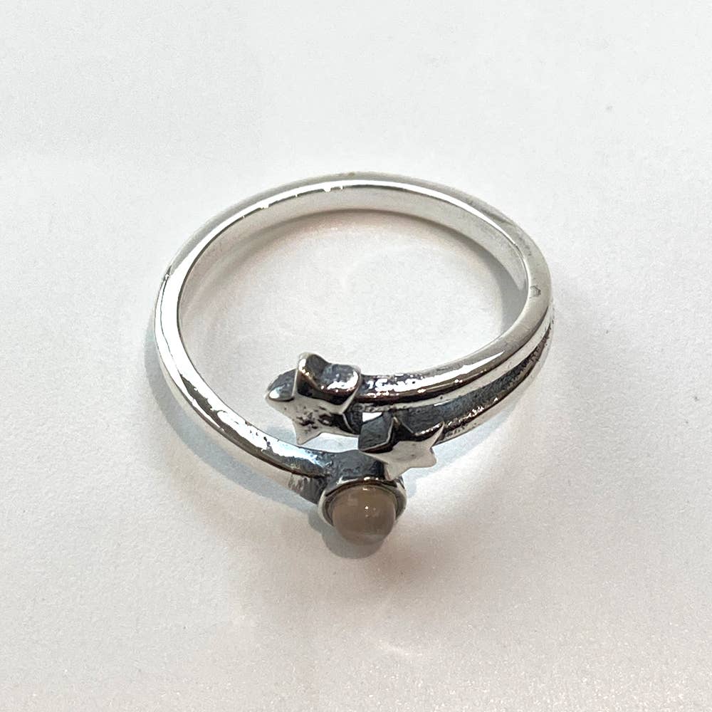 Silver-Plated Adjustable Ring, Design #36: Amethyst