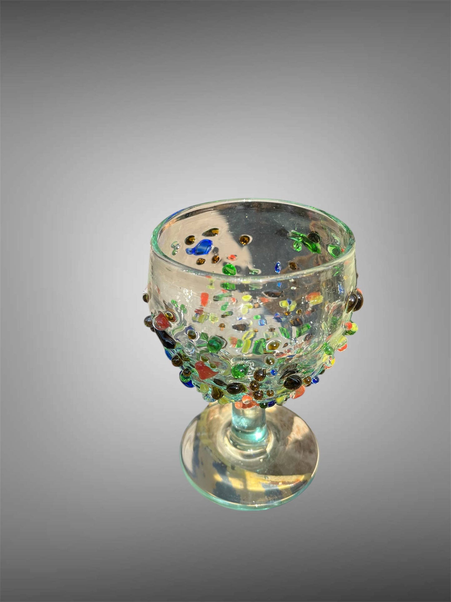 Mosaic recycled glass wine glass from Bali.