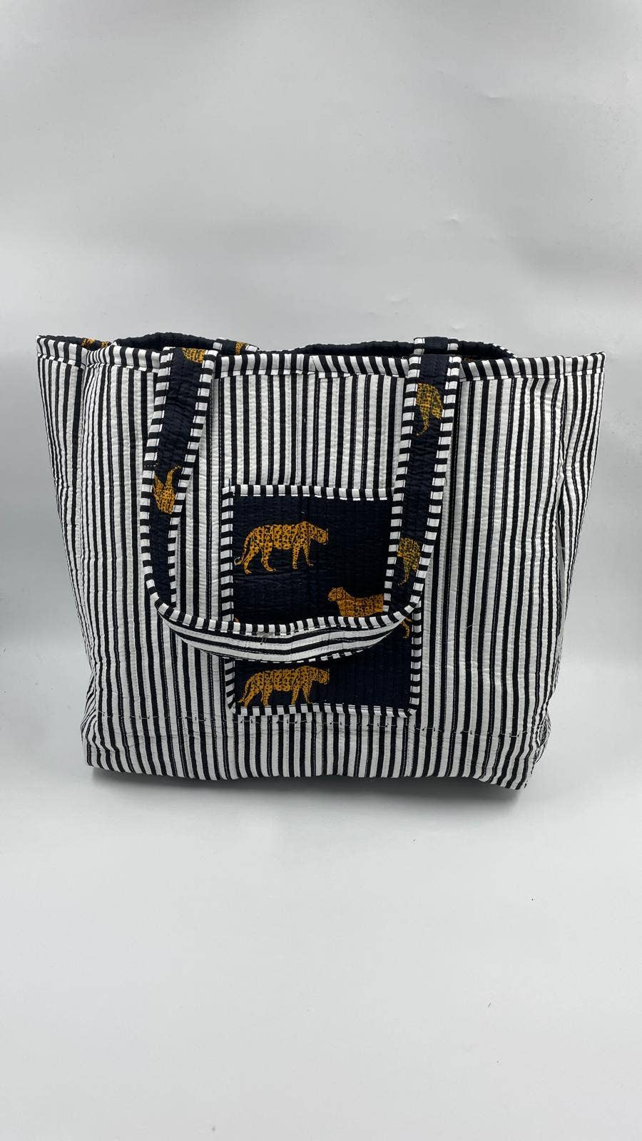 100% Cotton Kantha Quilted Boho Reversible Animal Tote Bag