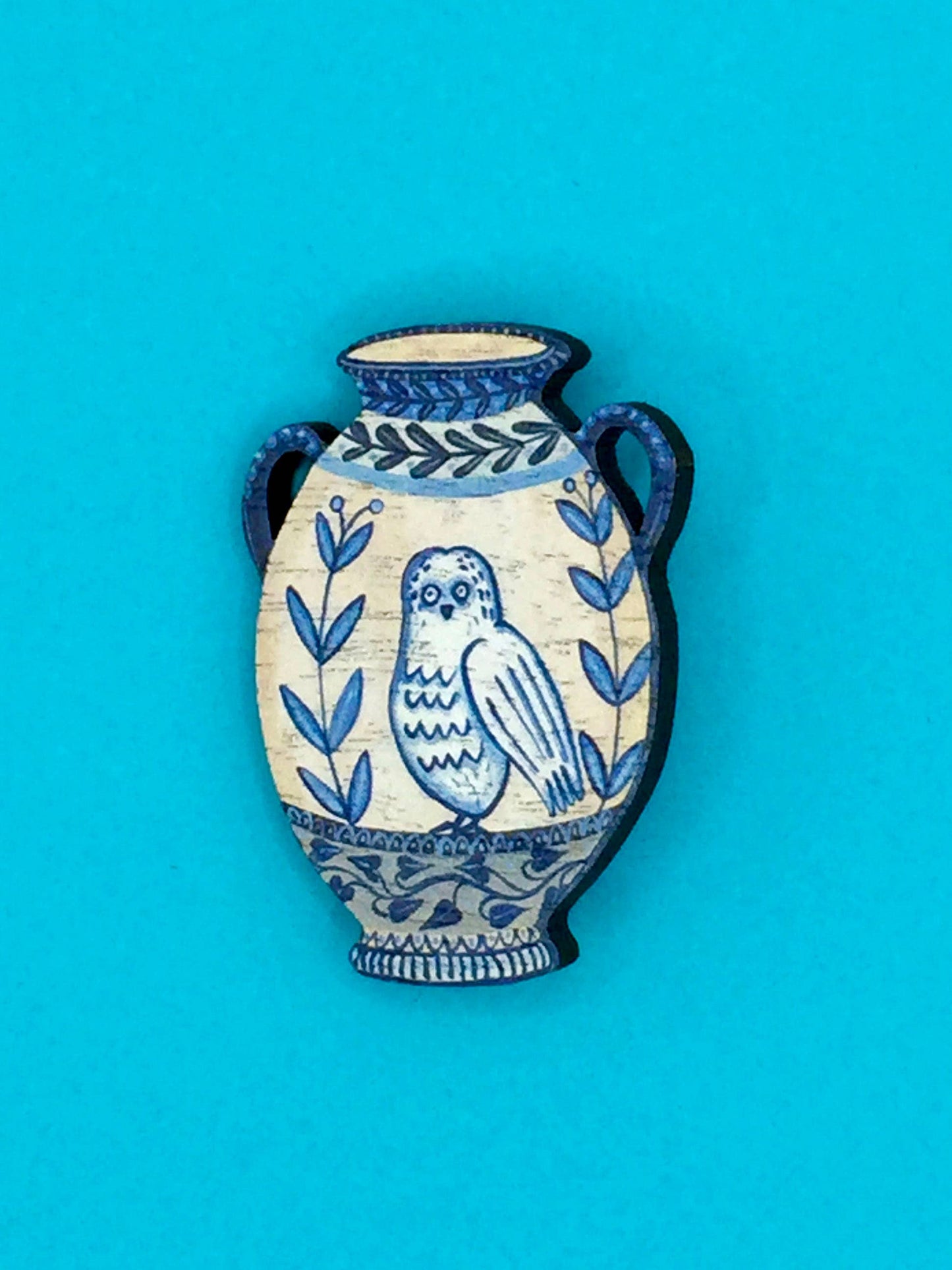 Owl Vase Pin Brooch