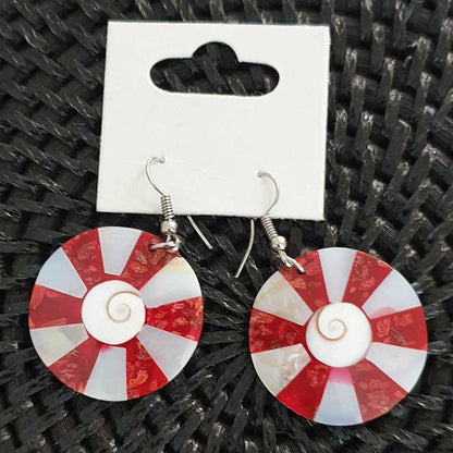 Capiz Shell Earrings: Red Rectangle