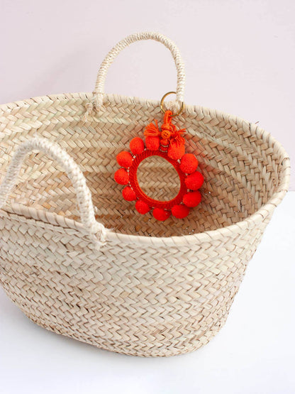 Super Pom Pom Mirror Keyrings, Large: Cream