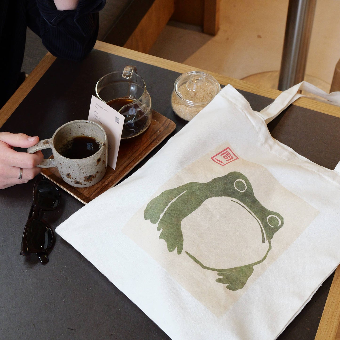 Matsumoto Hoji Frog Tote Bag Vintage Japanese Woodblock Art: White