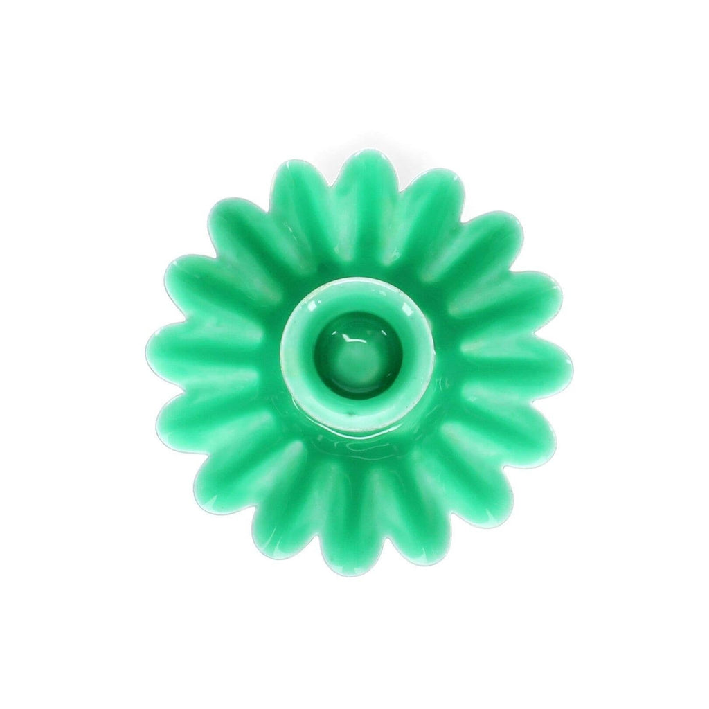 Enamel Cupped Flower Candle Holder - Green