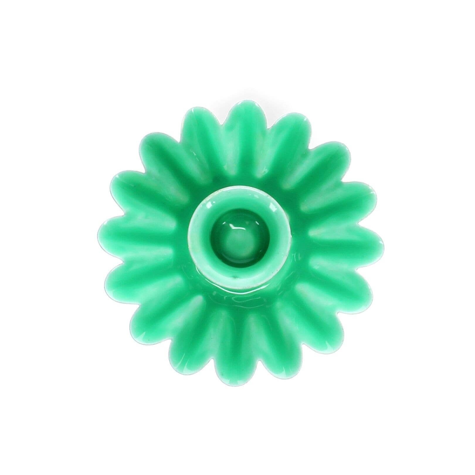 Enamel Cupped Flower Candle Holder - Green