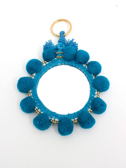 Super Pom Pom Mirror Keyrings, Large: Pink