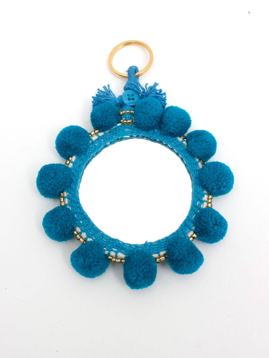 Super Pom Pom Mirror Keyrings, Large: Teal