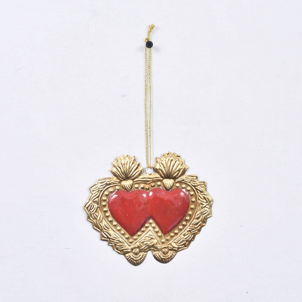 Milagro Double Heart with Red Enamel 14x1x12CM