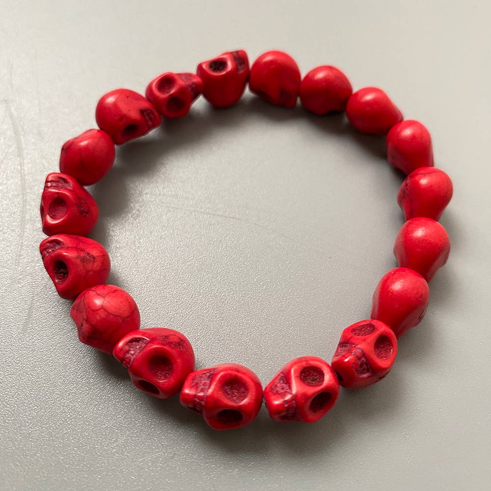 Skull Bracelet, Dyed Howlite: Beige