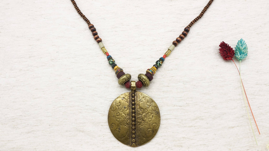 Boho Beaded Pendant Necklace