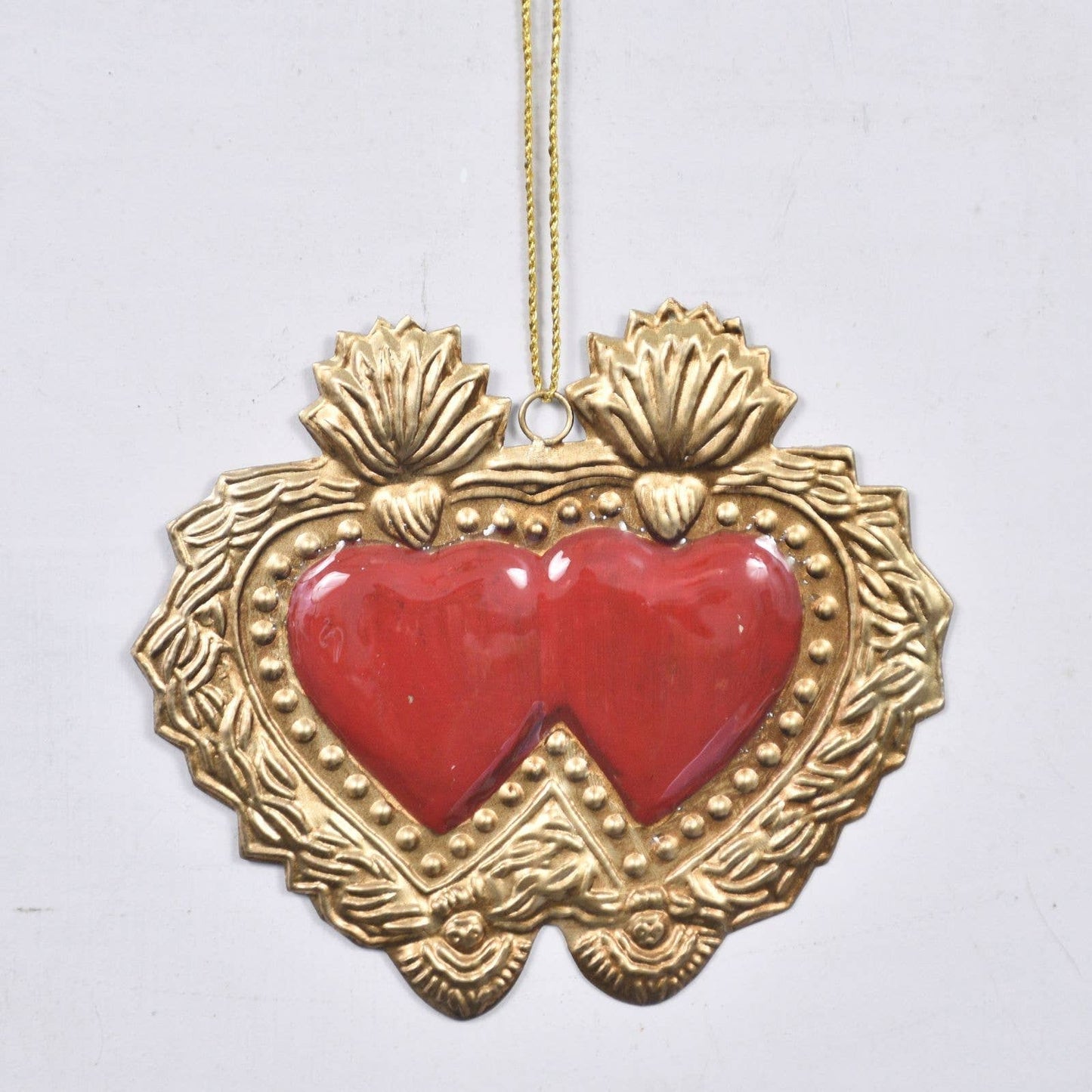 Milagro Double Heart with Red Enamel 14x1x12CM