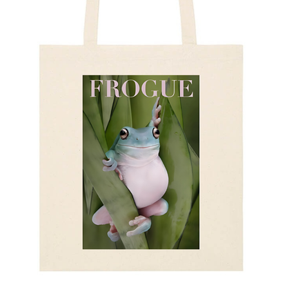 Frogue Tote Bag– Frog Meme Design, Funny Fashion Tote: White