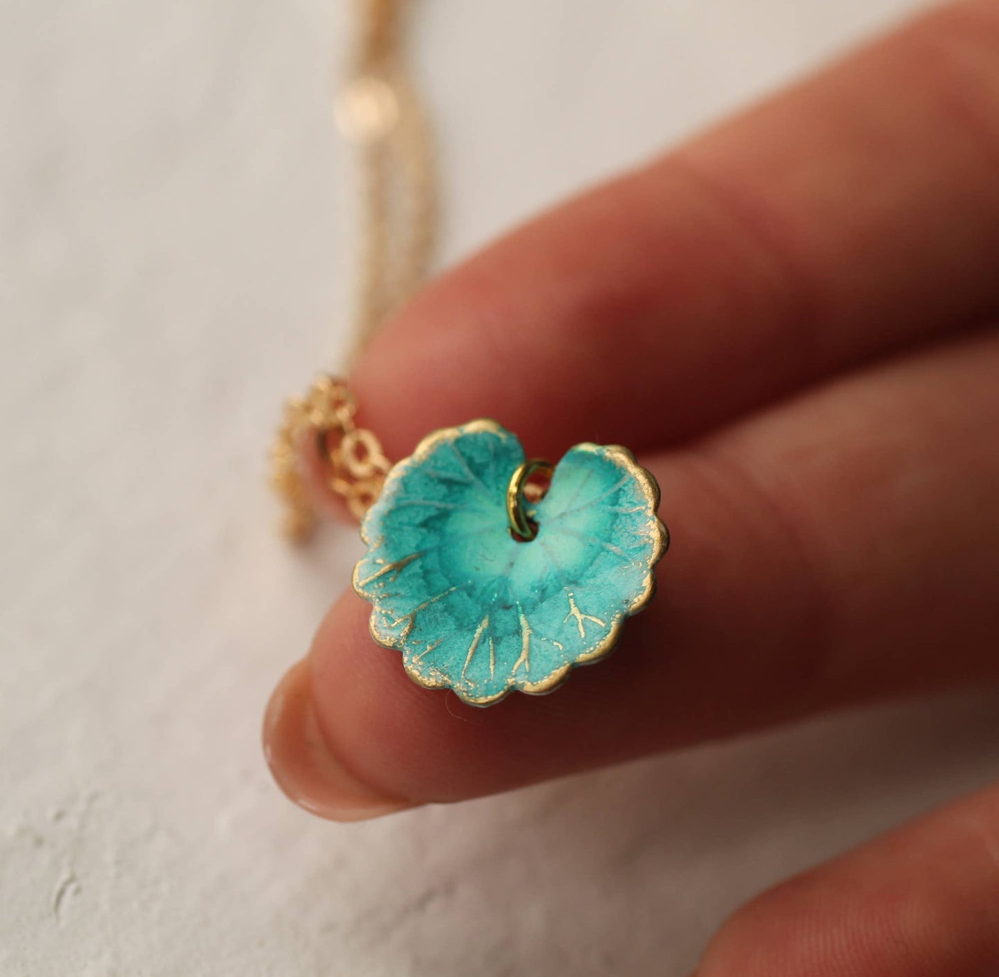 Turquoise Leaf Necklace : Matte / 17"