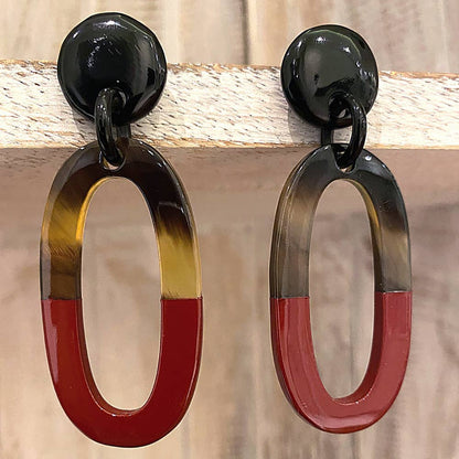 Boho Buffalo Horn Earrings, Lacquered: Red Boho Buffalo Horn Earrings