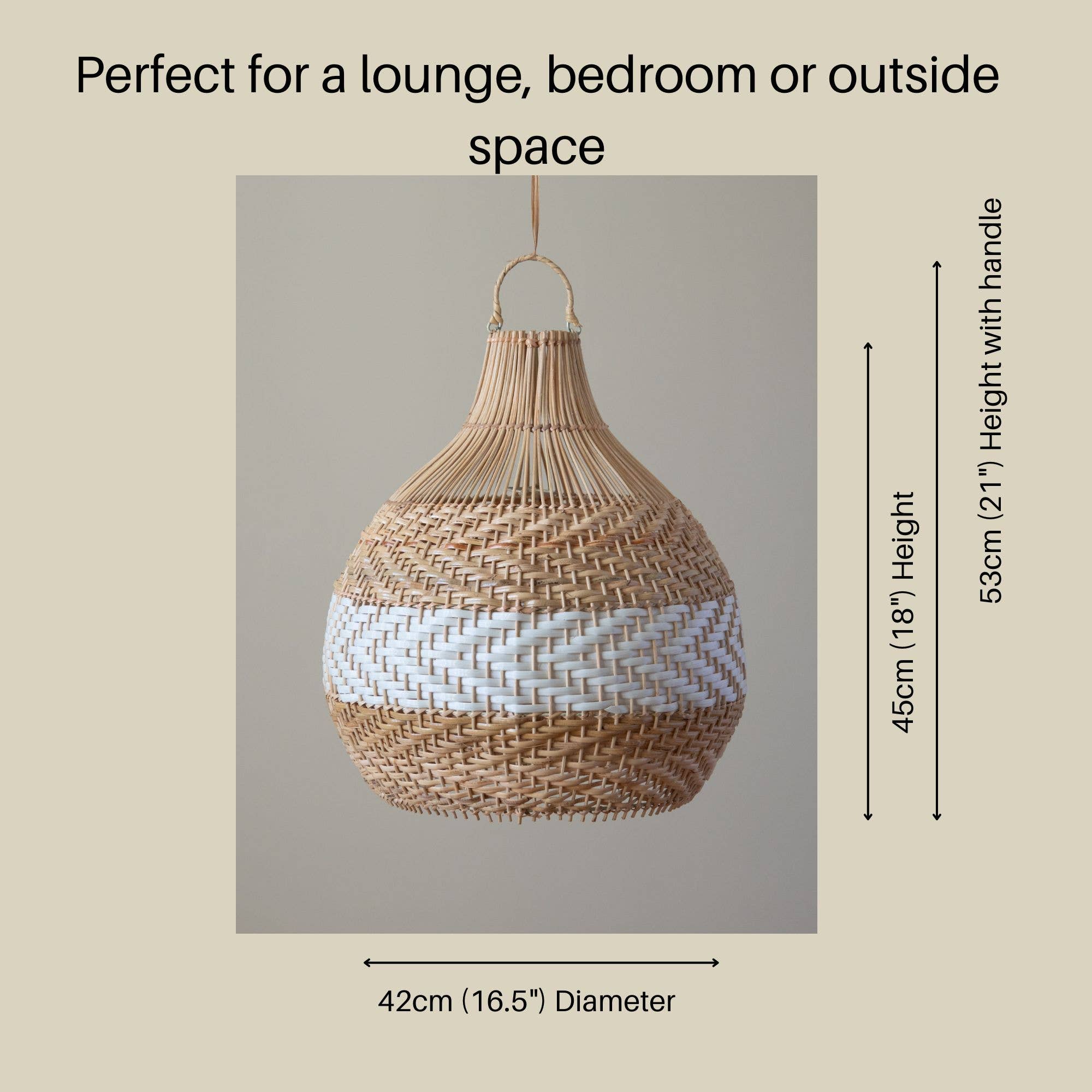 Bulb White Stripe Lampshade, Wicker basket lampshade