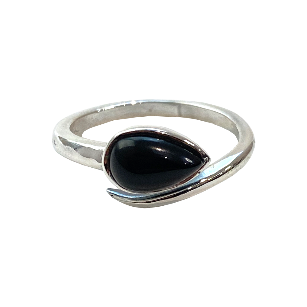 Silver-Plated Adjustable Ring, Design #44: Amethyst