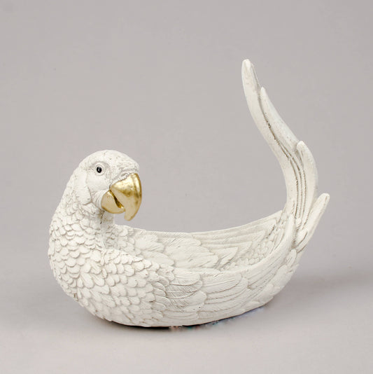 White & Gold Parrot Dish