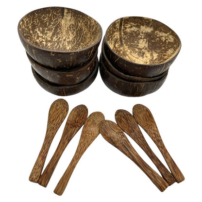 Mini Coconut Bowls and Spoons, Set of 6