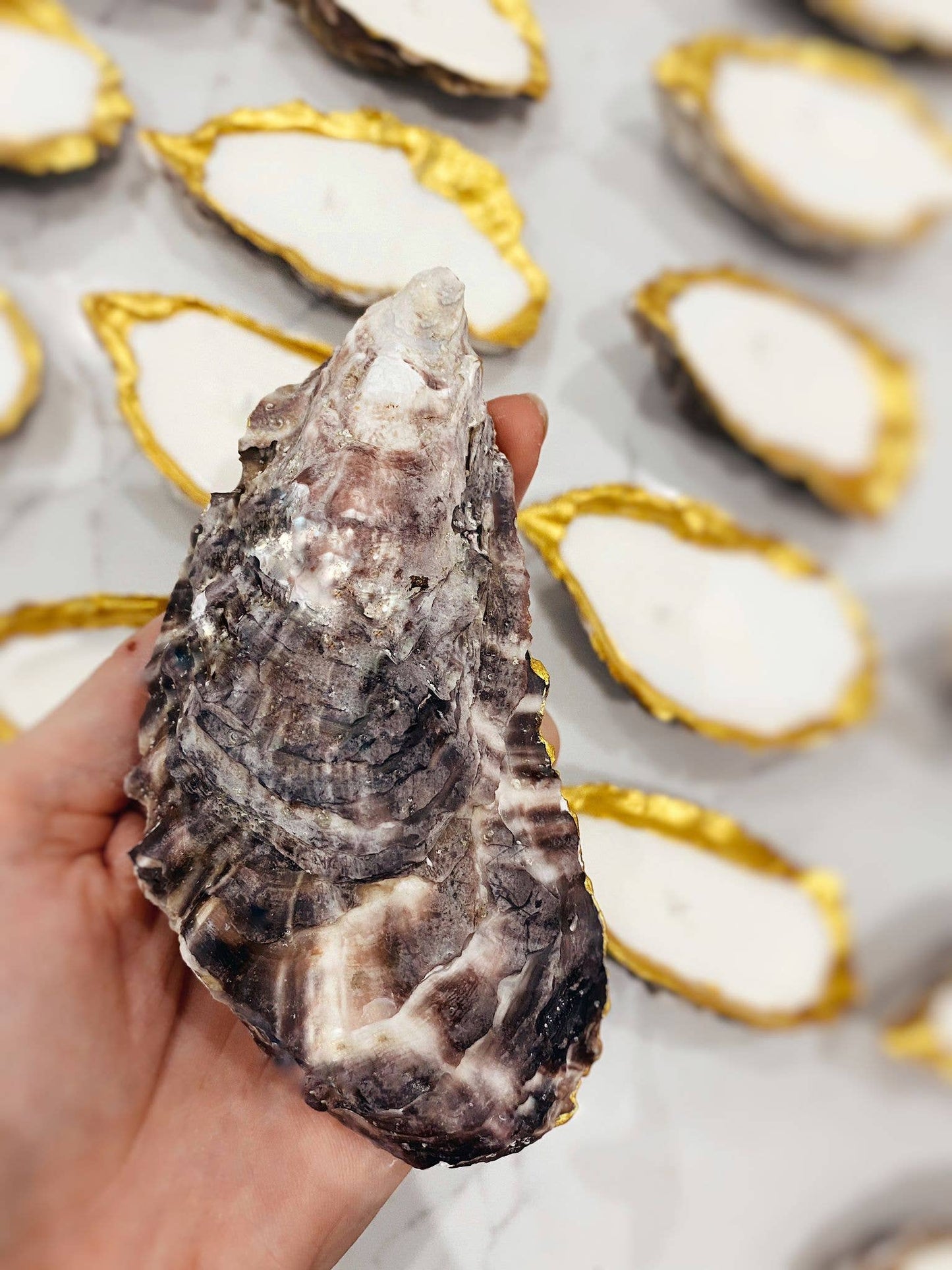 Gold Tip Oyster Shell Candles: 2