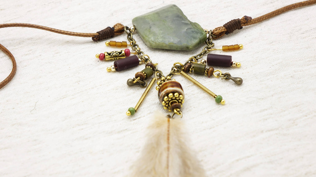 Boho Long Varisite Stone Necklace