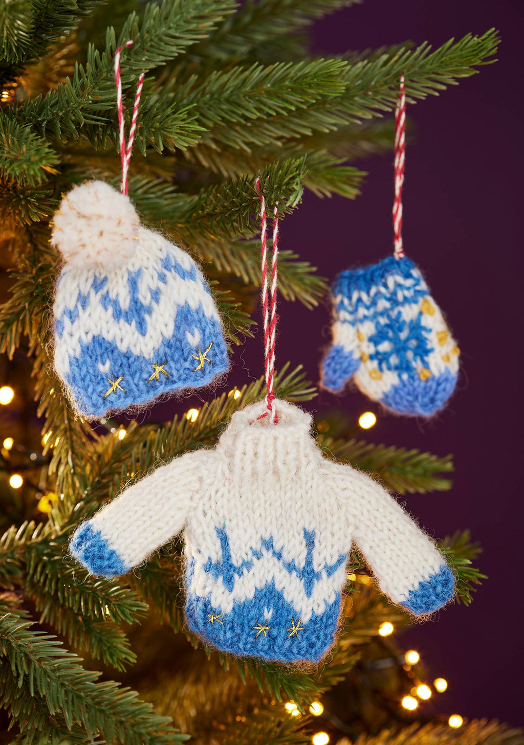 Set of 3 Knitted Winter Woolies Blue