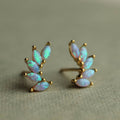 Gold Vermeil Opal Wing Stud Earrings: Olive Green Linen Presentation Card