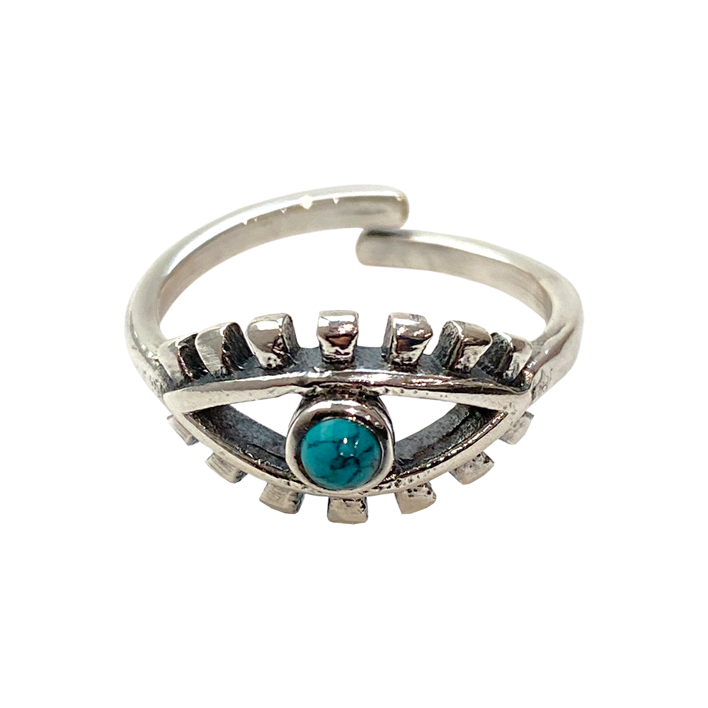 Silver-Plated Adjustable Ring, Design #37: Amethyst