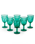 Teal Deco Face Wine Glasses
