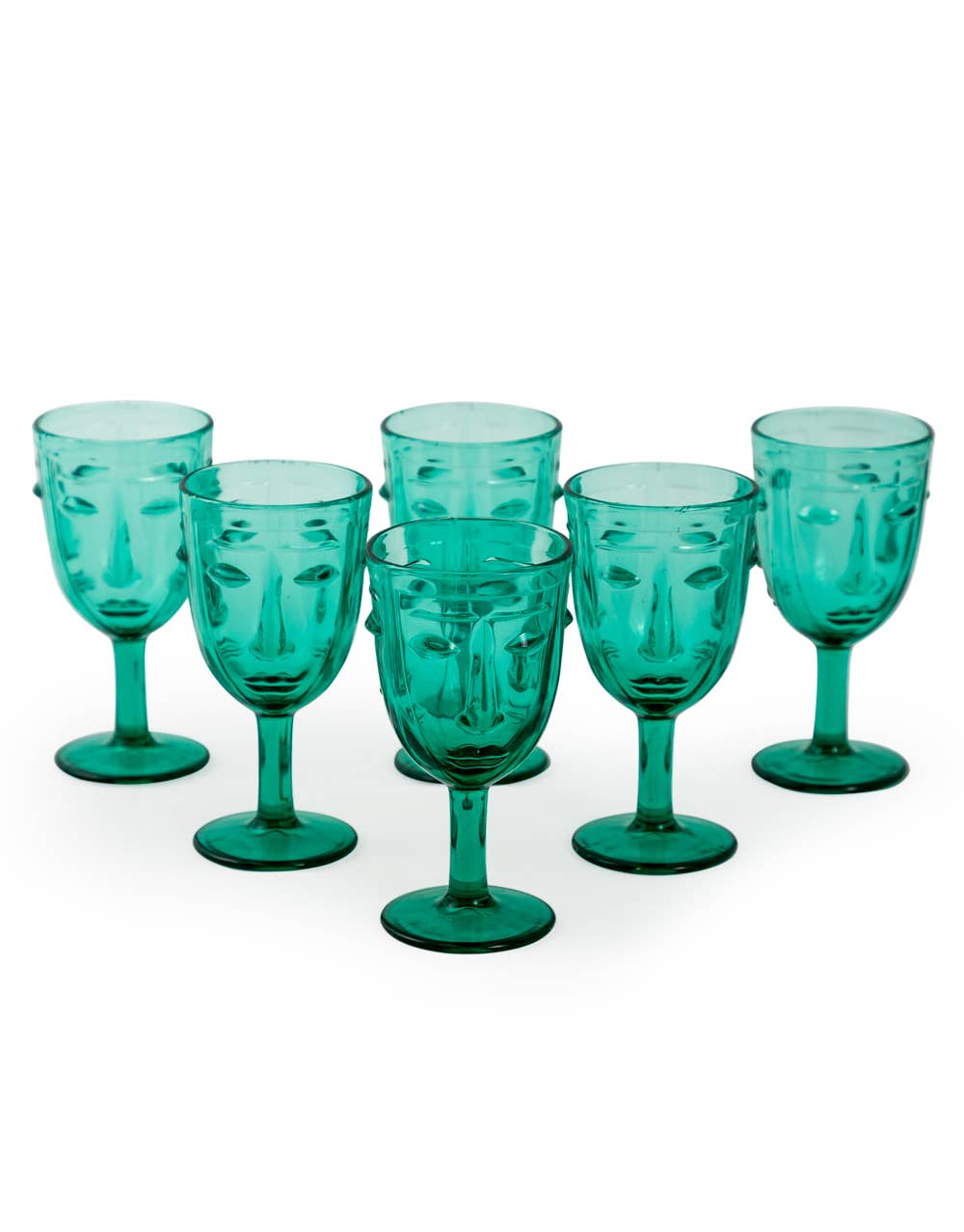 Teal Deco Face Wine Glasses