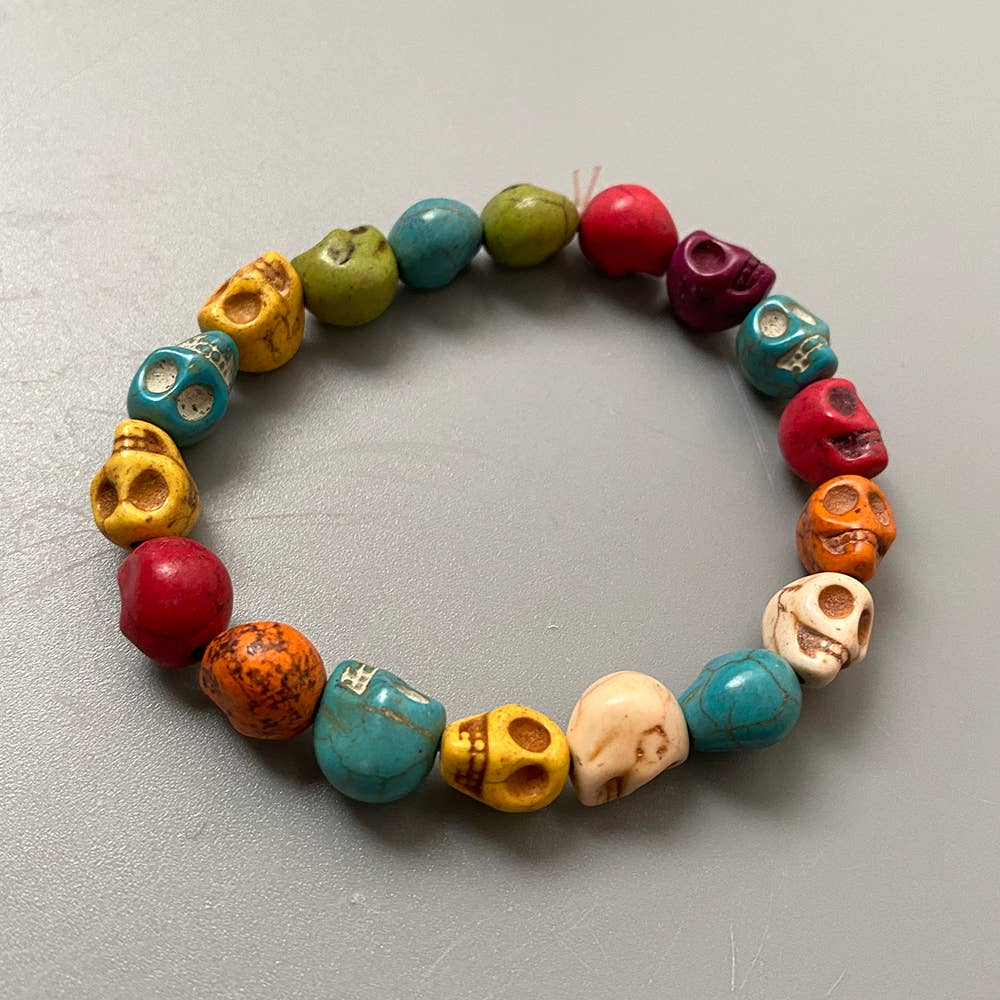 Skull Bracelet, Dyed Howlite: Beige