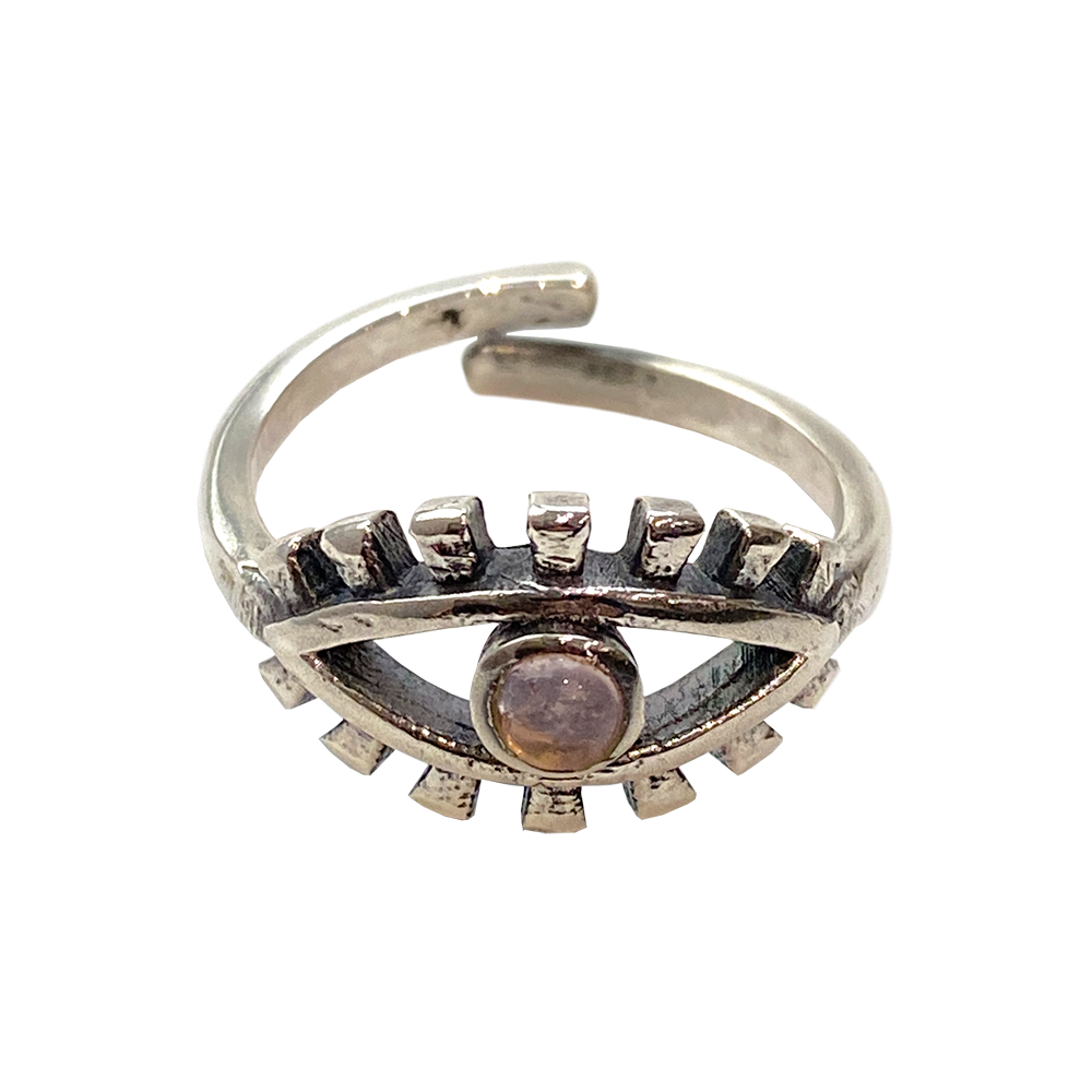 Silver-Plated Adjustable Ring, Design #37: Amethyst