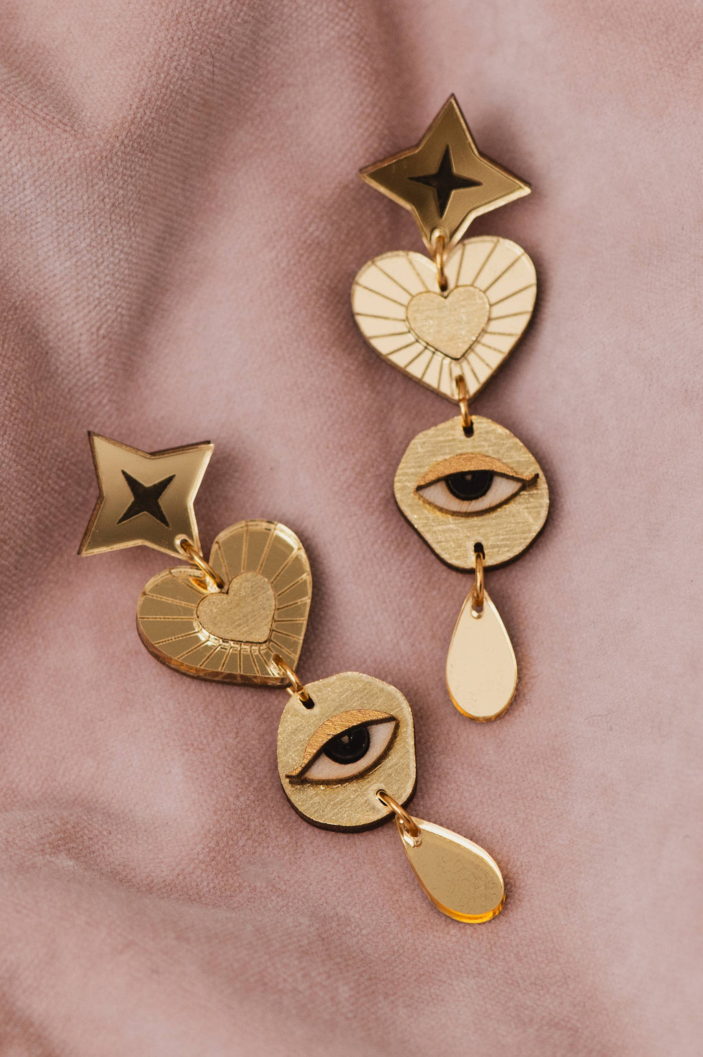 Asteria Earrings: Pink/Red / Card Jewellery Backing