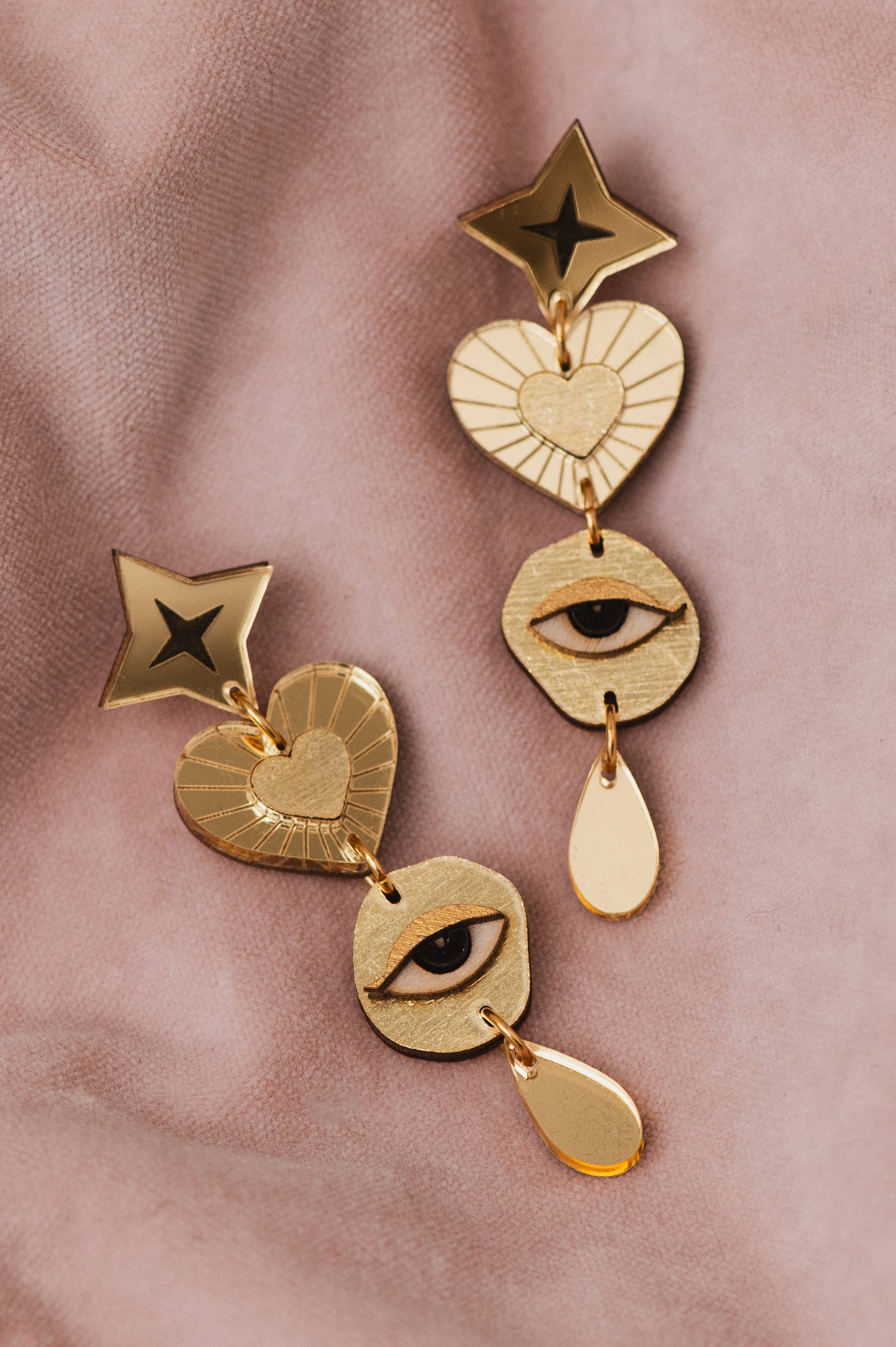 Asteria Earrings: Pink/Red / Card Jewellery Backing