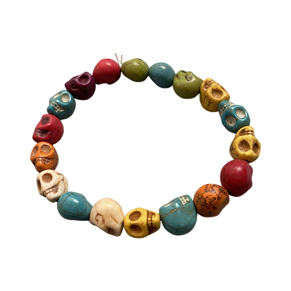 Skull Bracelet, Dyed Howlite: Multicoloured