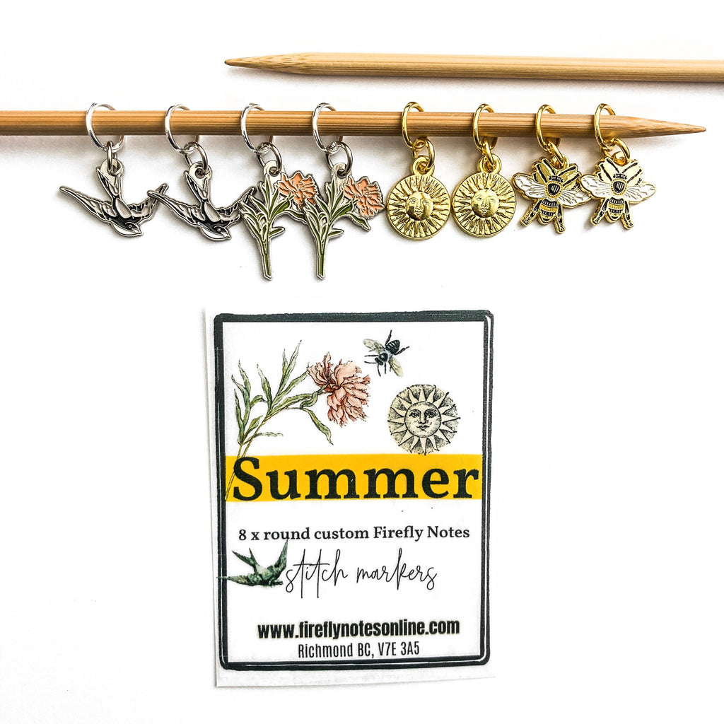 Summer stitch markers, custom Firefly Notes stitch markers