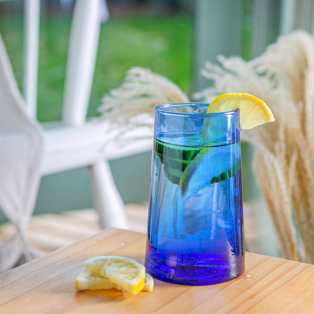 Nicola Spring Merzouga Recycled Highball Glass 320ml Blue