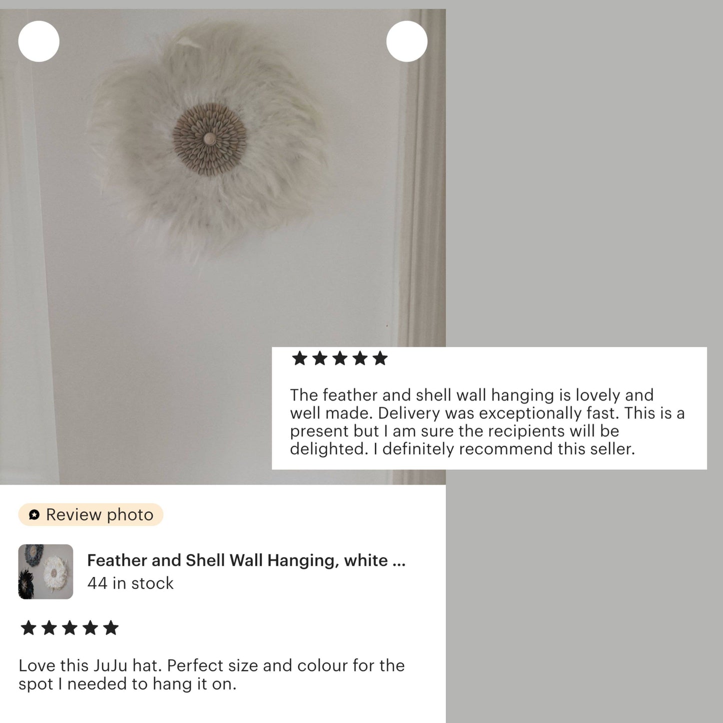 Feather Wall Art White JuJu Wall Decor Boho Wall decor Wall