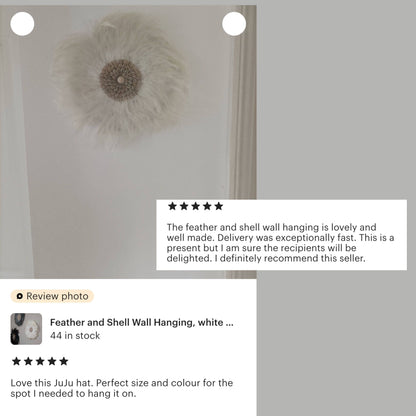 Feather Wall Art White JuJu Wall Decor Boho Wall decor Wall