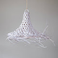 White Straw Wicker Woven Fringe Lampshade