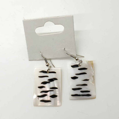 Capiz Shell Earrings: Red Rectangle