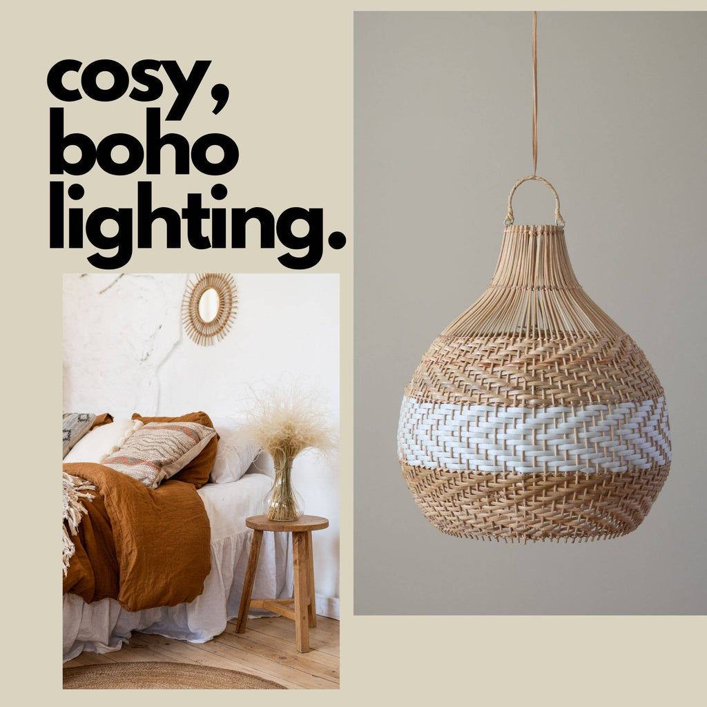 Bulb White Stripe Lampshade, Wicker basket lampshade