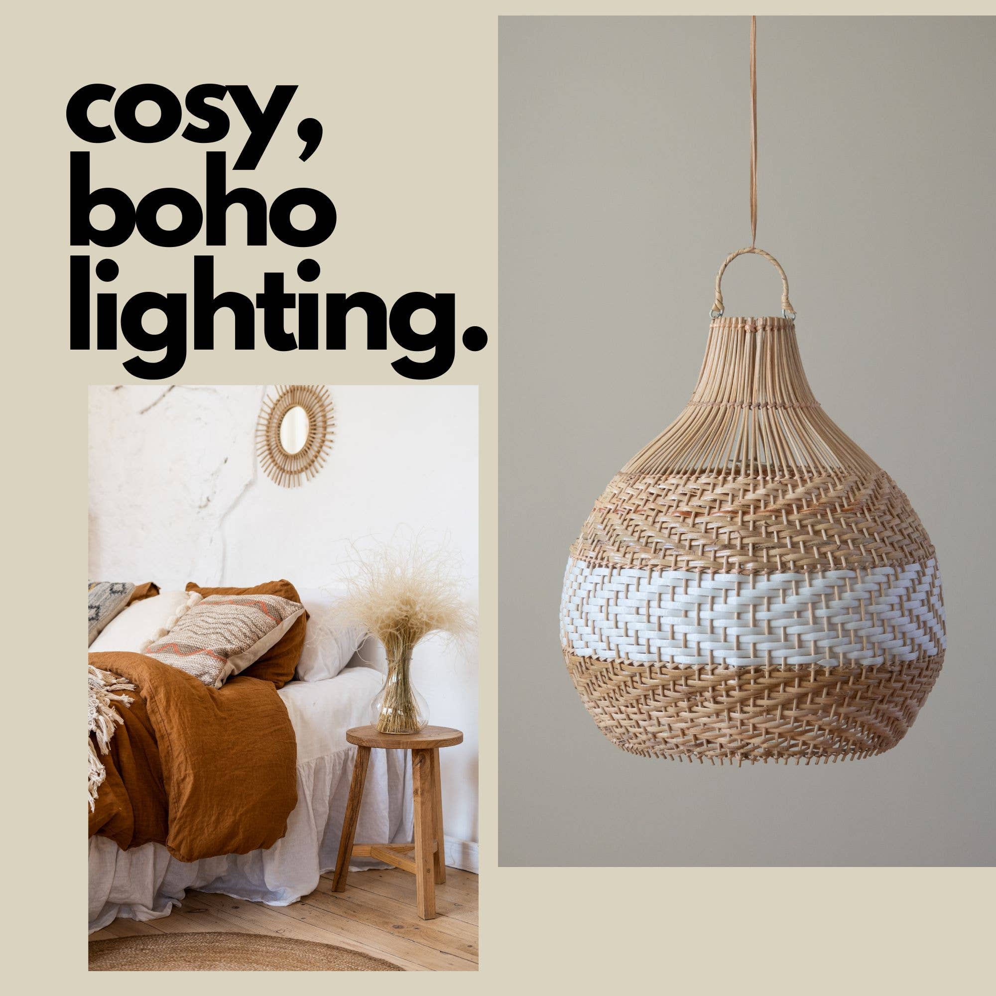 Bulb White Stripe Lampshade, Wicker basket lampshade