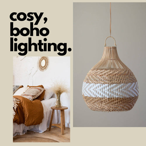 Bulb White Stripe Lampshade, Wicker basket lampshade