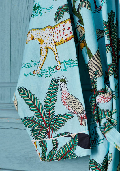 Jungle Print Dressing Gown - Blue: Small/Medium(SM)