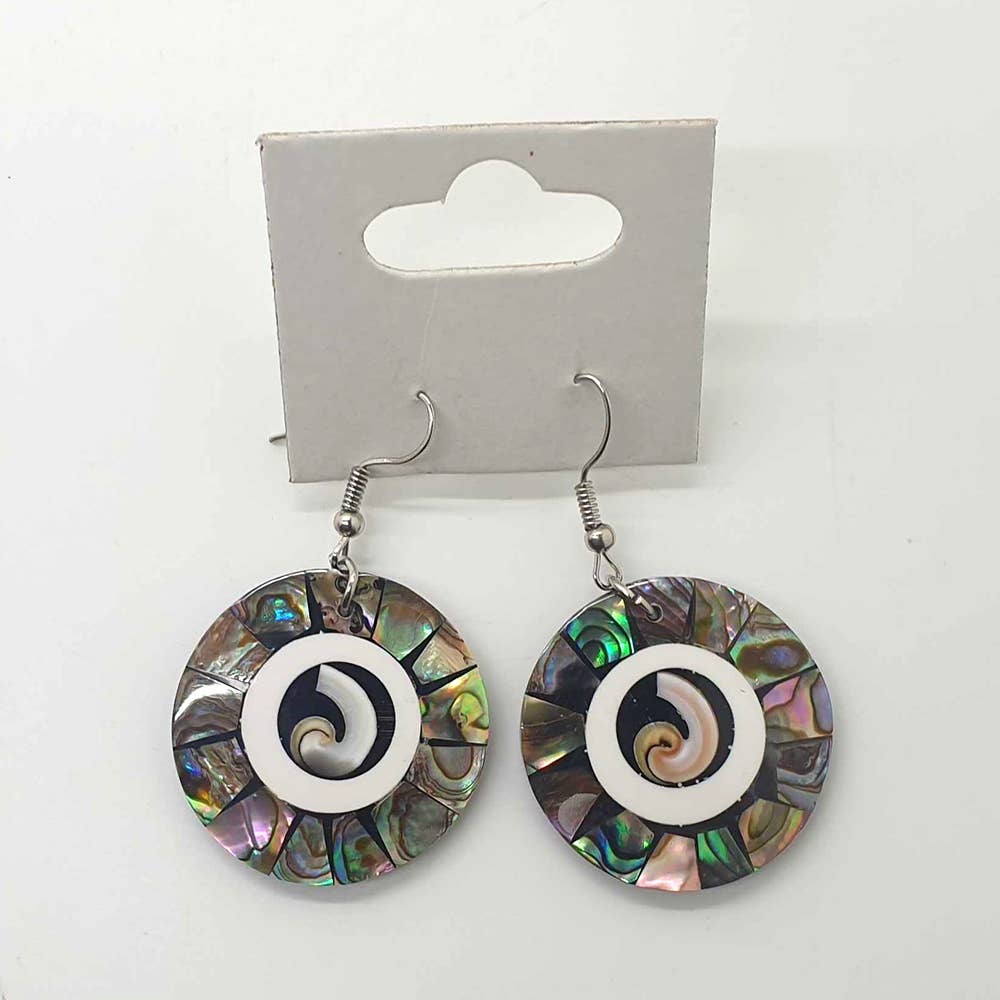 Capiz Shell Earrings: Red Rectangle