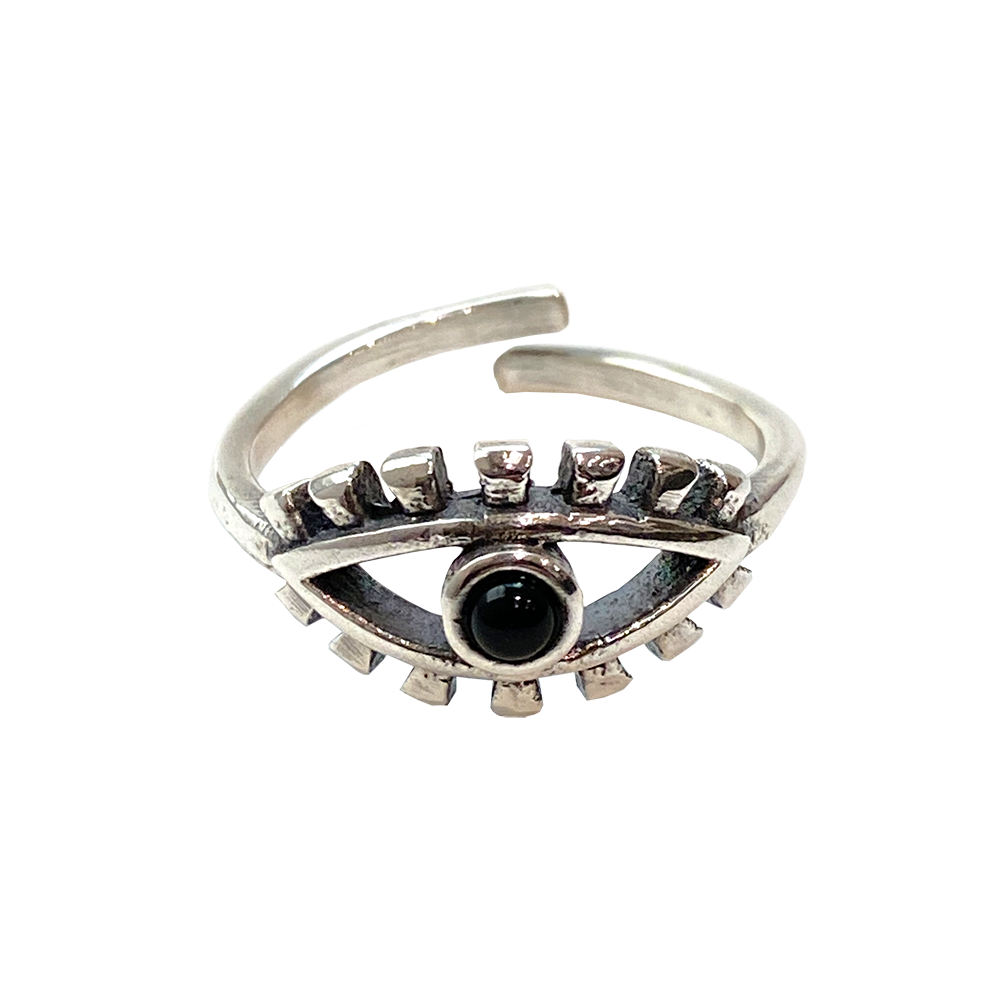 Silver-Plated Adjustable Ring, Design #37: Amethyst