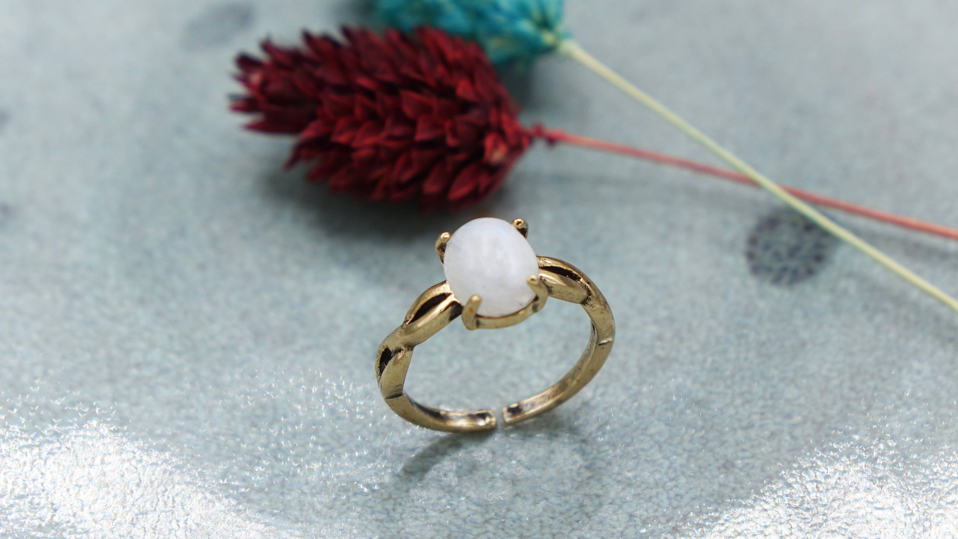 Moonstone Crystal Stone Ring