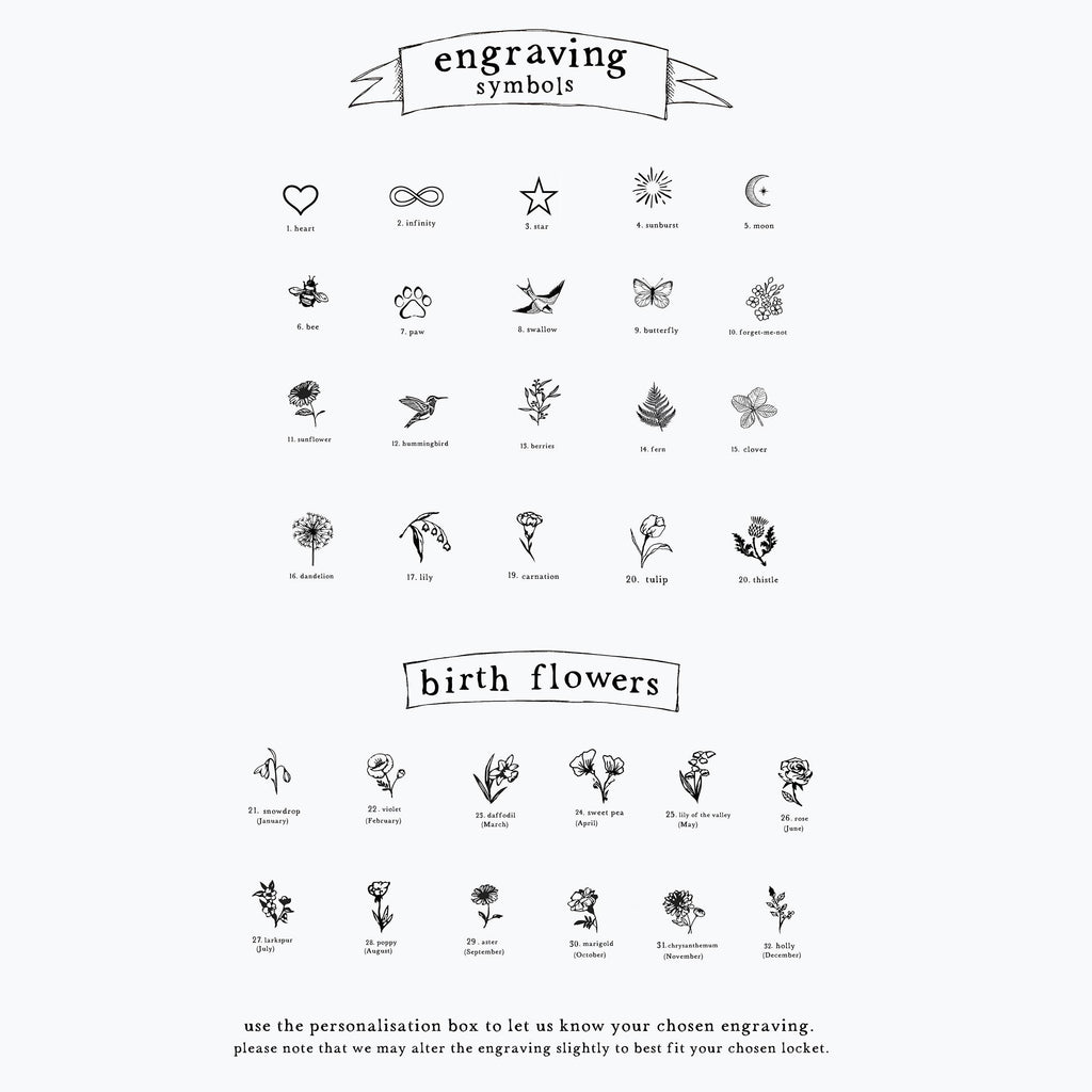 Engraved Botanical Gold Brass Locket : 18"